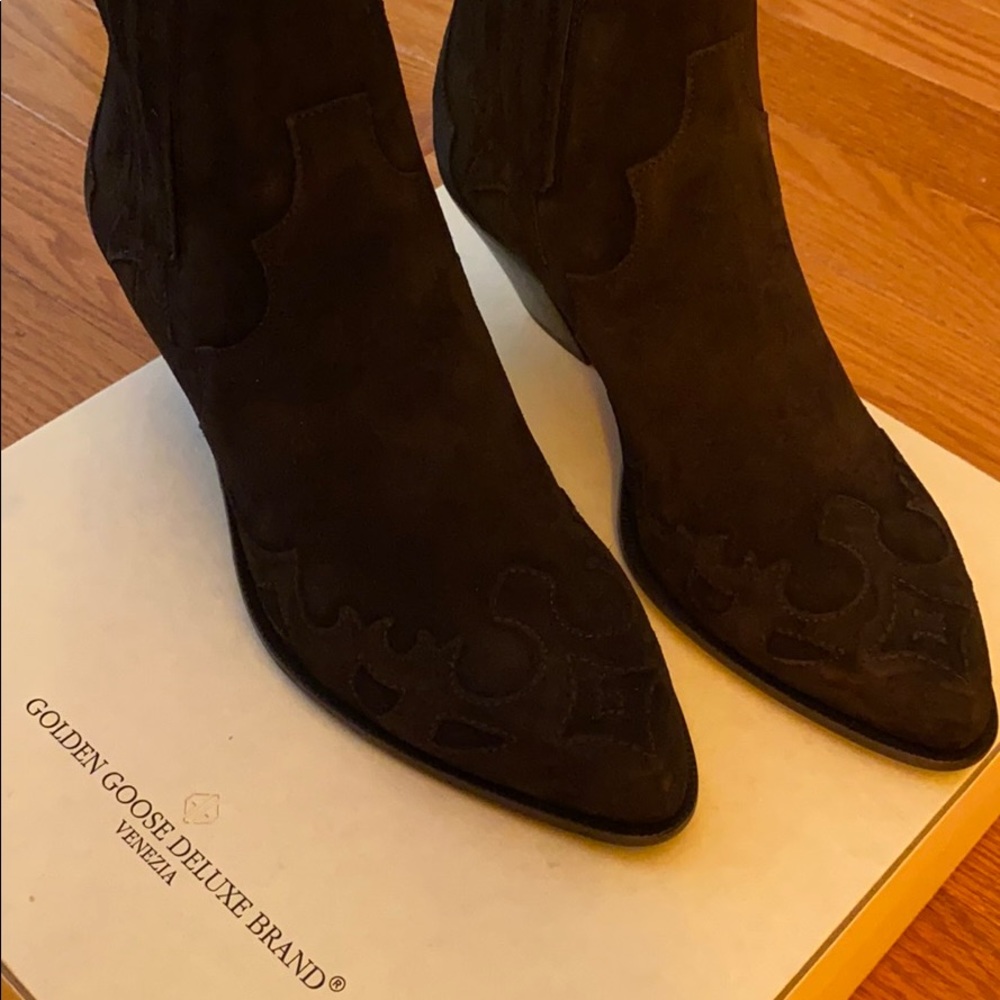 Golden Goose Sunset Flowers Black Suede Boot